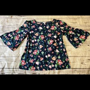 floral flair 3/4 sleeve dress shirt